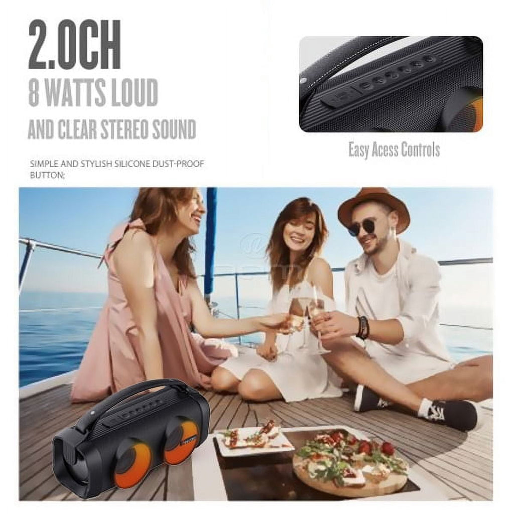 For Universal Outdoor Waterproof 2.5" Woofer Portable Boombox Wireless Bluetooth Stereo with Light Speaker Red