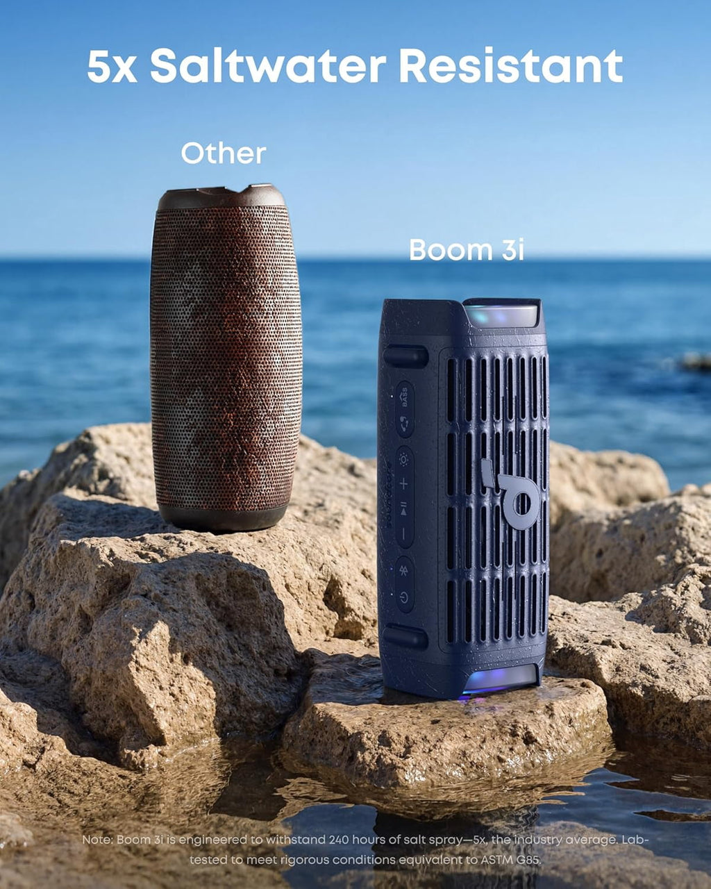 Soundcore Boom 3i by Anker, Rugged Outdoor Speaker, IP68 Waterproof, Floating Playback, Saltwater-Resistant, BassUp 2.0, 50W, Bluetooth 5.3, 16H Playtime, Tws, Kayak/Fishing/Camping