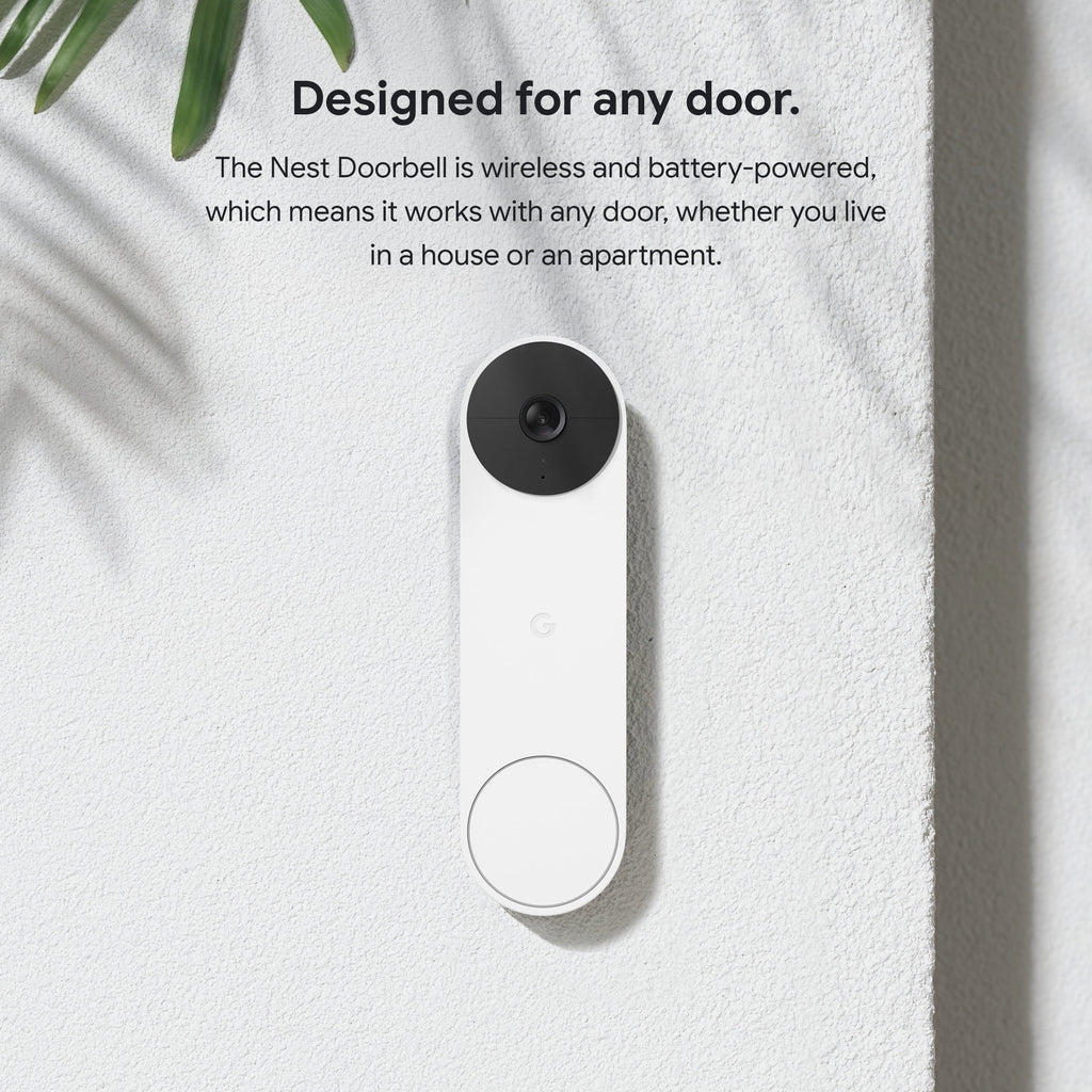 Google Nest Doorbell (Battery) - Video Doorbell Camera - Wireless Doorbell Security Camera - Snow