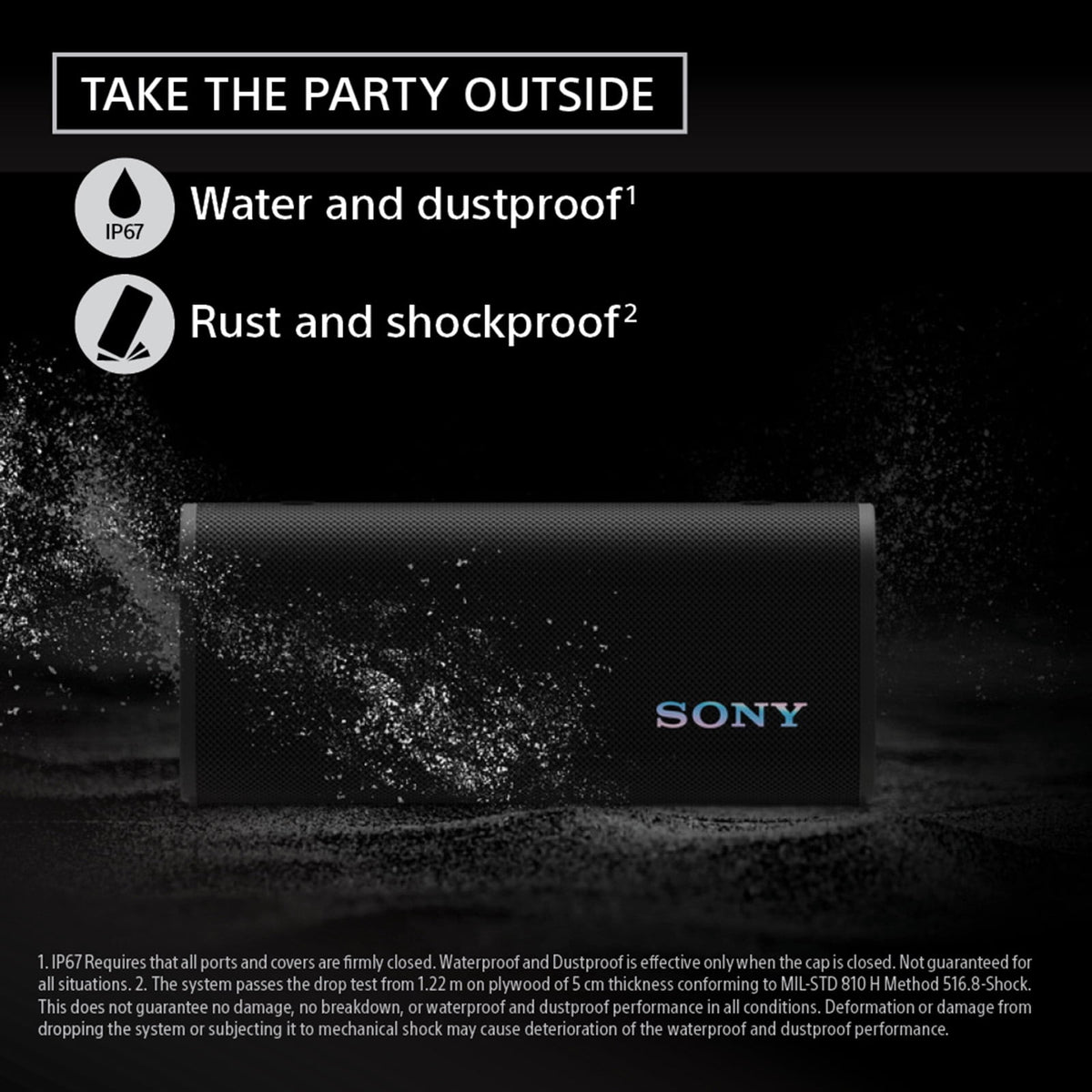 Sony ULT FIELD 3 Wireless Portable Bluetooth Speaker, IP67 Waterproof, Dustproof, Rustproof, and Shockproof Black