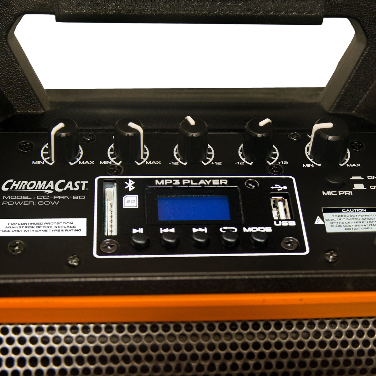 ChromaCast Portable 2 Way 2 Channel 60 watt Rechargeable Bluetooth PA Speaker