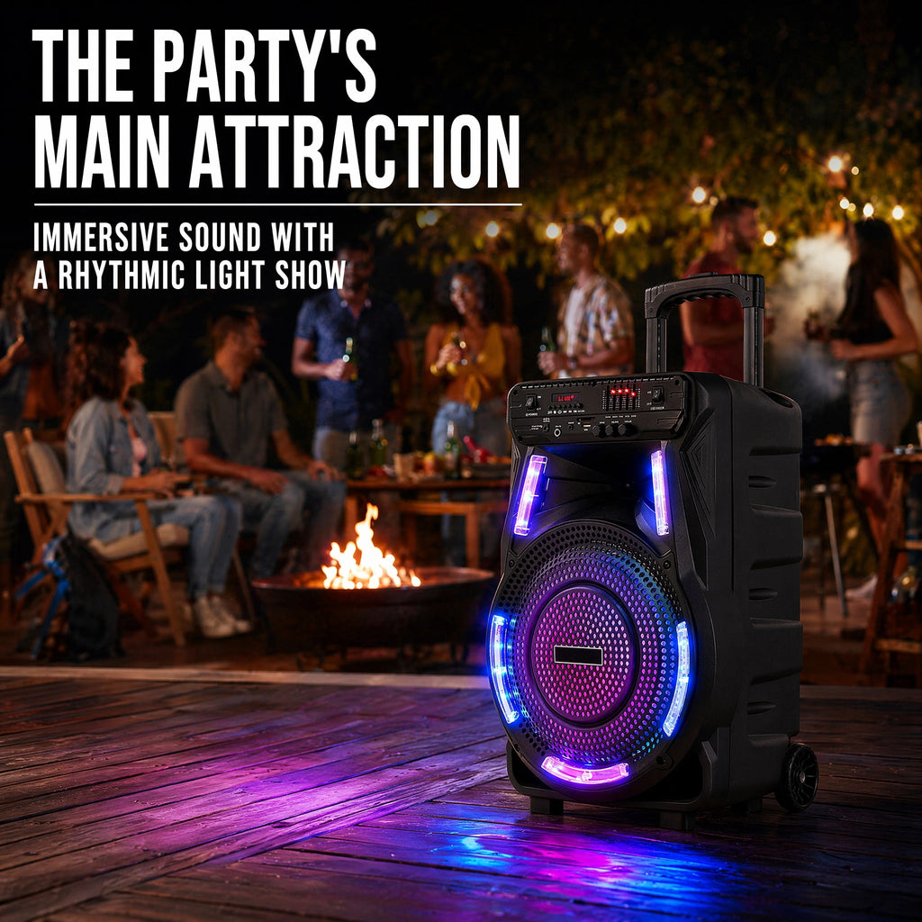 Dazone 12" Loud Bluetooth Portable Party Speaker Subwoofer w/ FM USB SD Card AUX & Mic