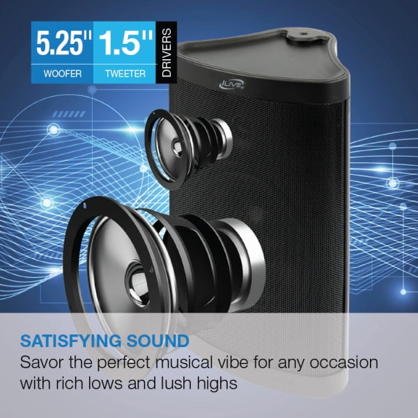 iLive Patio Indoor/Outdoor Bluetooth Wireless Water Resistant Speakers, Set of 2, ISBW763BDL, Black