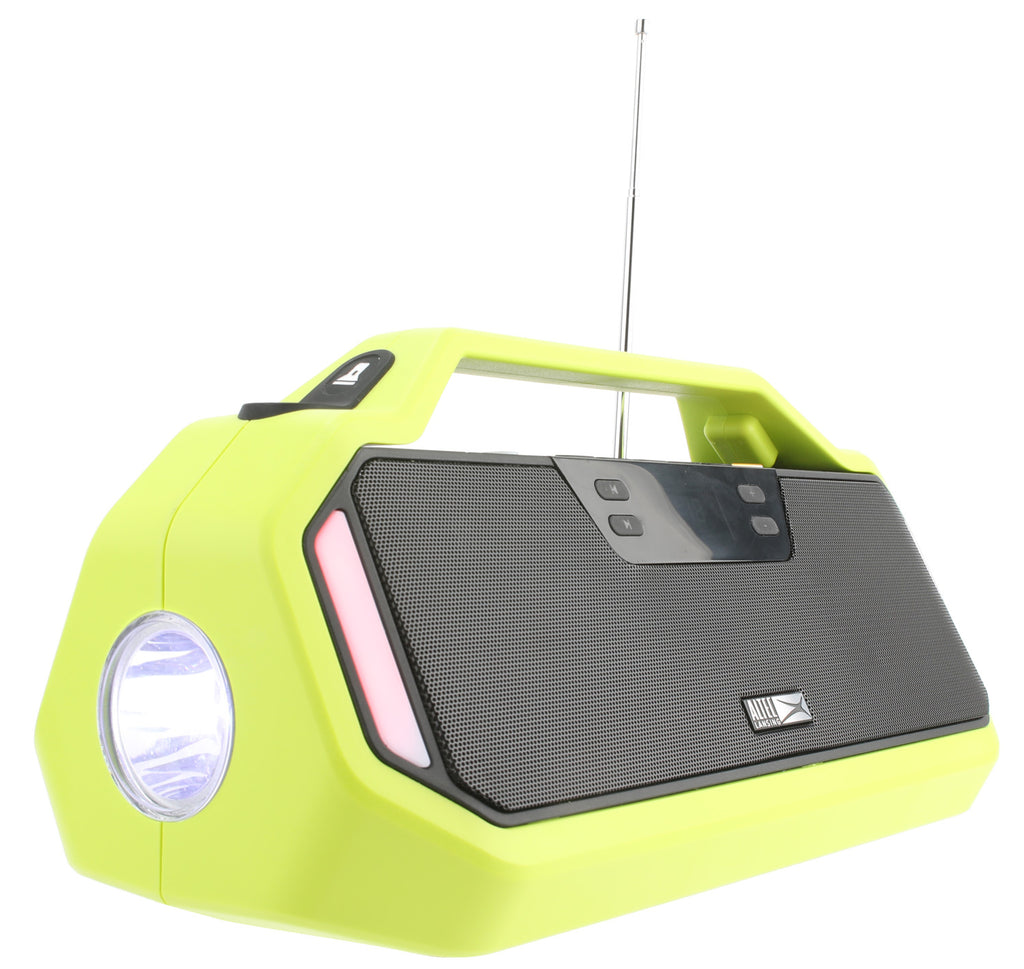 Altec Lansing IMT7012 StormChaser 10 Hours Playtime IPX5 Water Resistant LED Lights Portable Wireless Bluetooth Emergency Weather AM/FM Radio Speaker