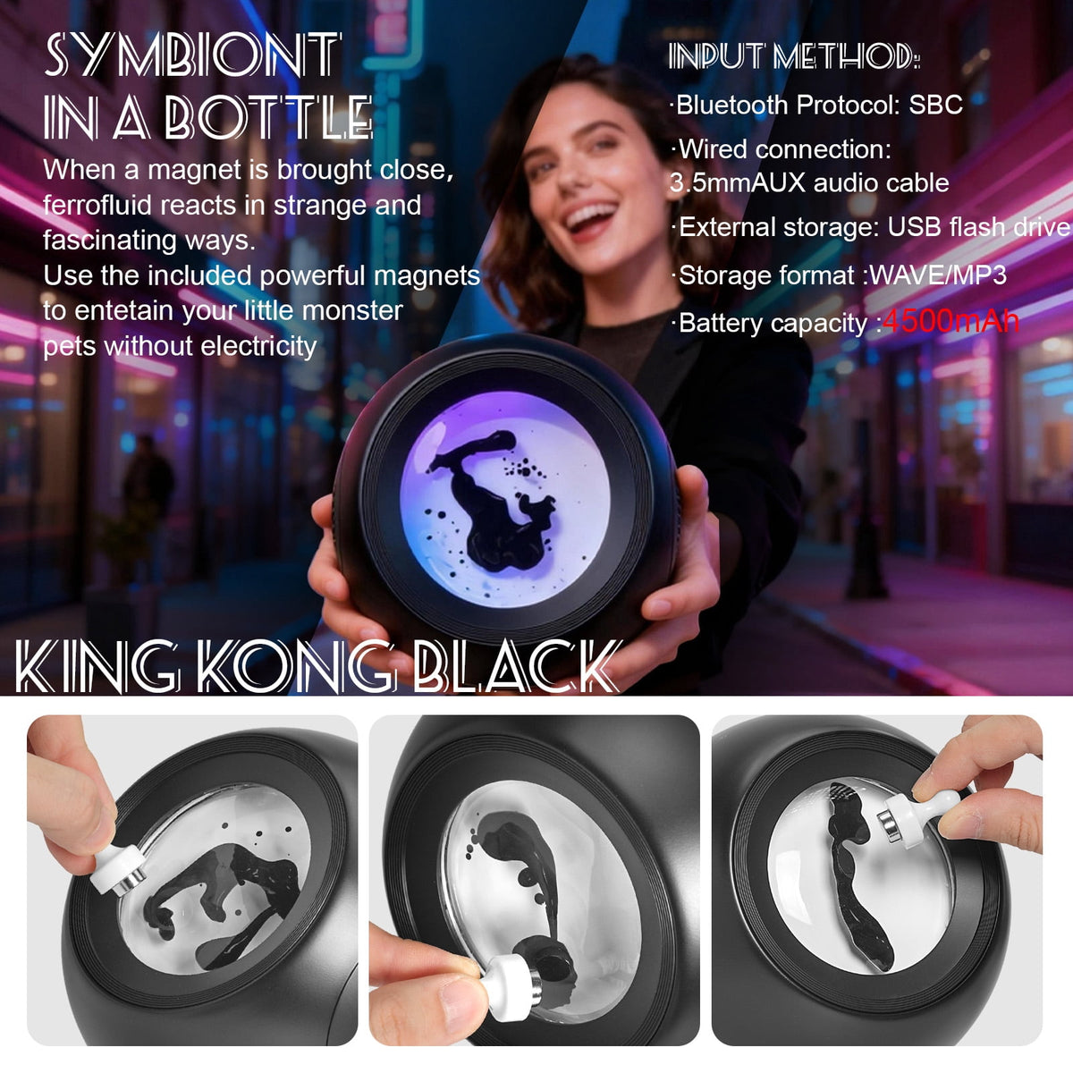 XRELIATECH Ferrofluid Speaker,30W High-Power Bluetooth Audio Visualizer Enhanced Bass&Crisp High, Dual Stereo&TWS Paired,Vibrant Ambient Colorlight