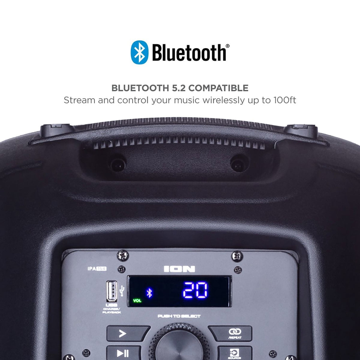 ION Pro Glow Ultra High-Power Portable Bluetooth PA Speaker with Lights, Sonic Wide Audio, and Microphone, Black