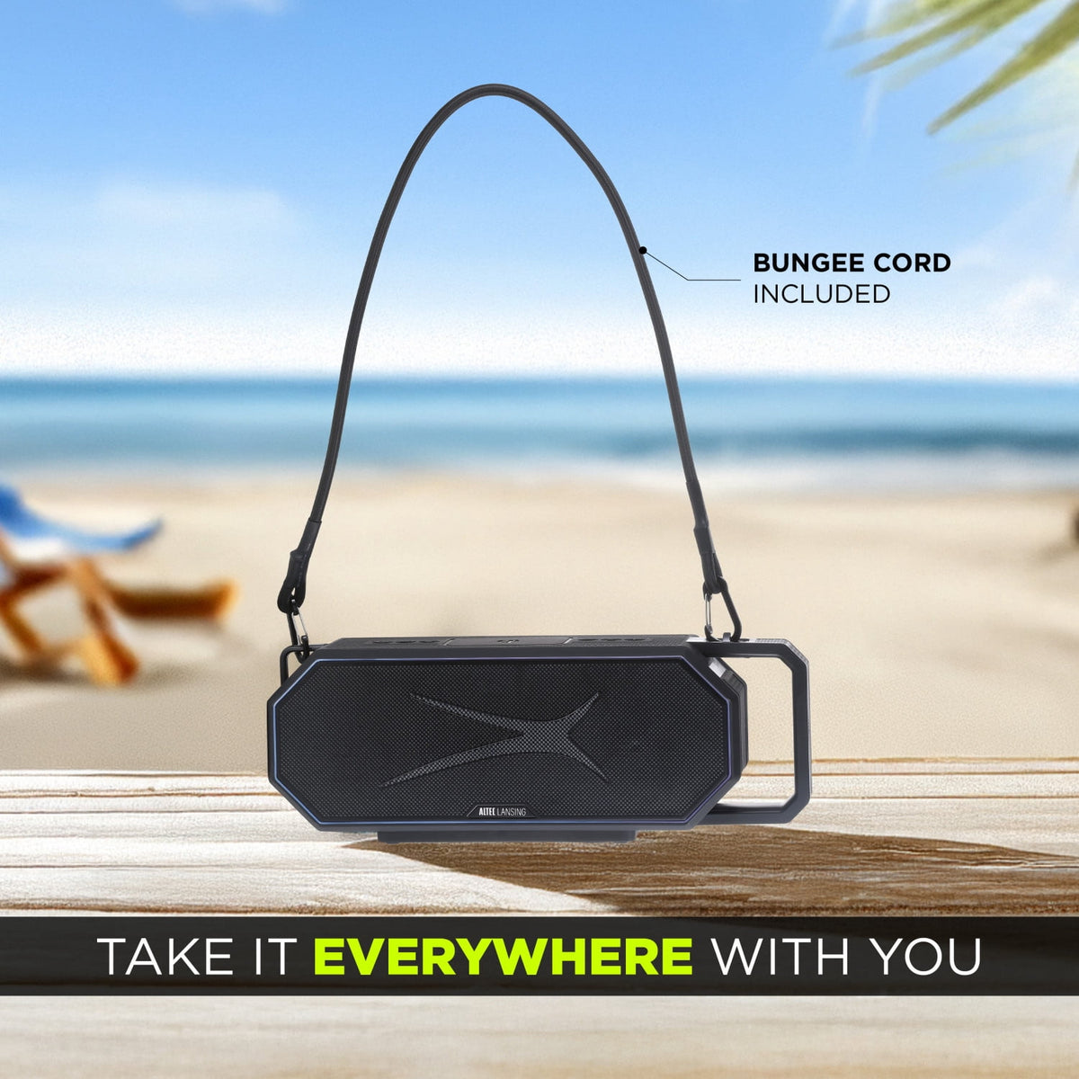 Altec Lansing HydraShock 2.0 EverythingProof™ Bluetooth Speaker, 20H Playtime, HyperEdge LED, Qi Wireless Charging, IP67 Waterproof, Party Sync, USB-C Fast Charge