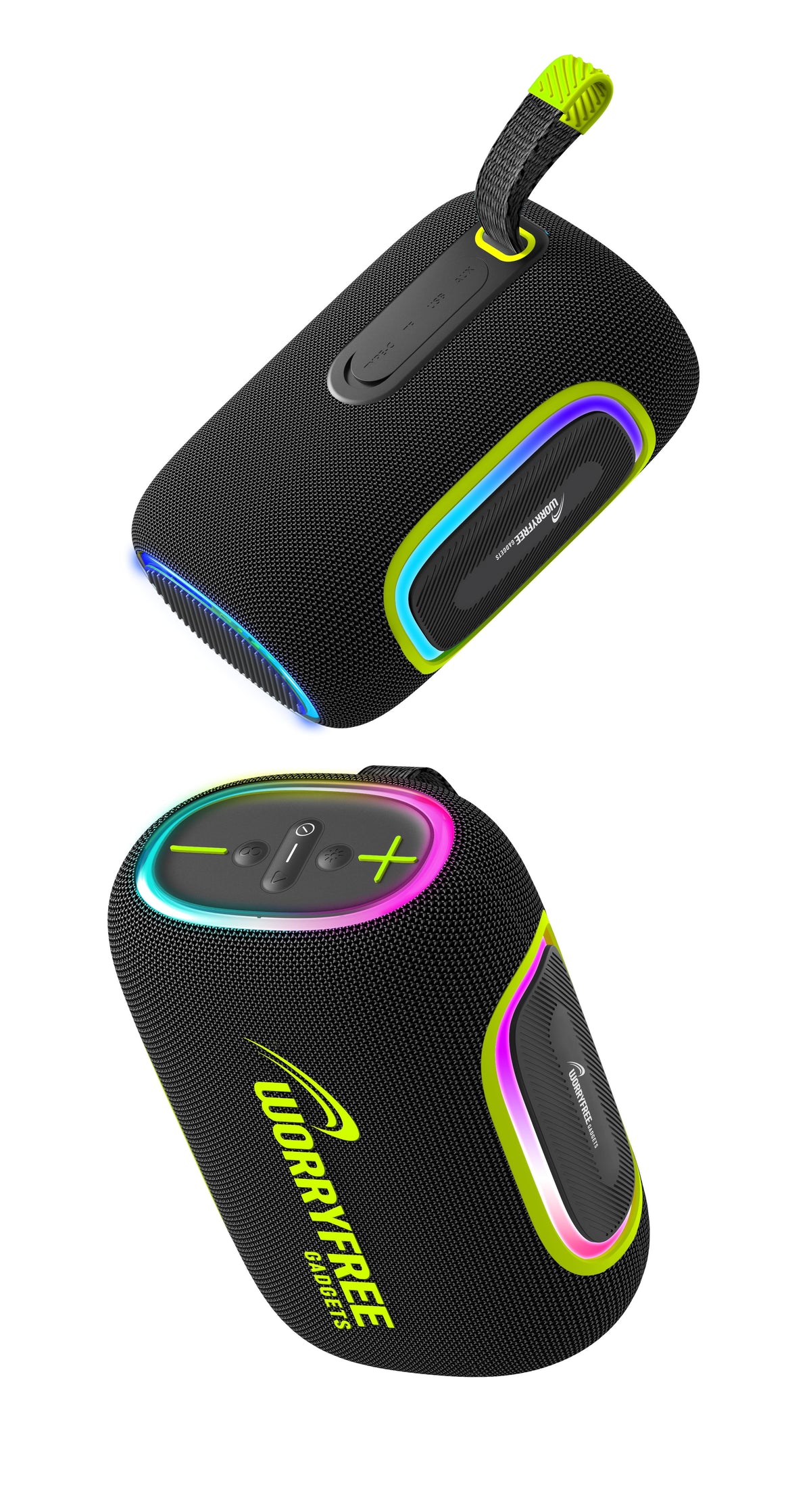WorryFree Gadgets Portable Bluetooth Party Speaker with RGB Lights, Wireless, 65W, Black