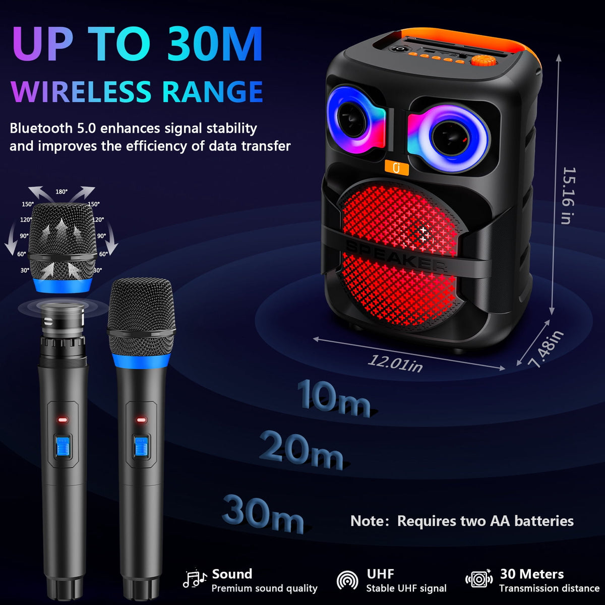 JYX Party Speaker, Portable Speaker Bluetooth with Rgb Lights for Outdoor/ Home Singing Party, Colorful Eagle Eye Led Lights, T28-T