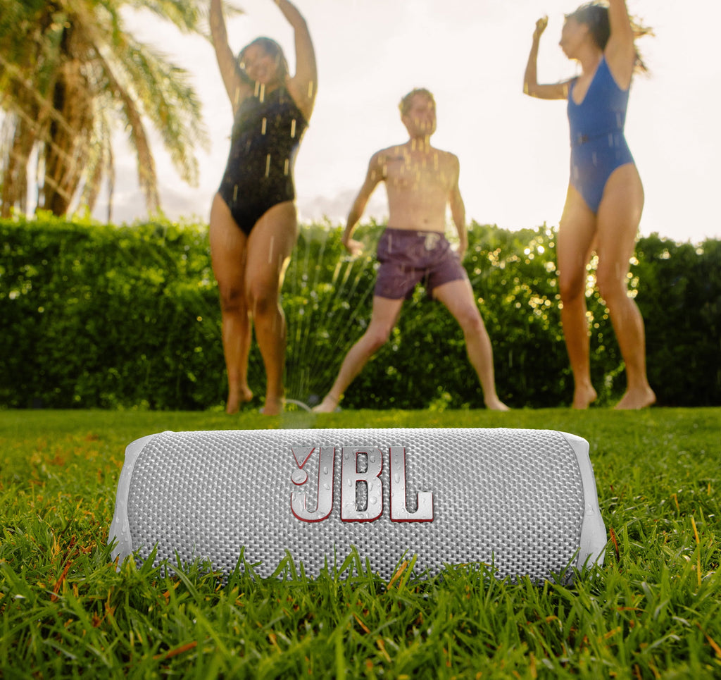 JBL Flip 6 White Portable Bluetooth Speaker and divvi! Case Bundle