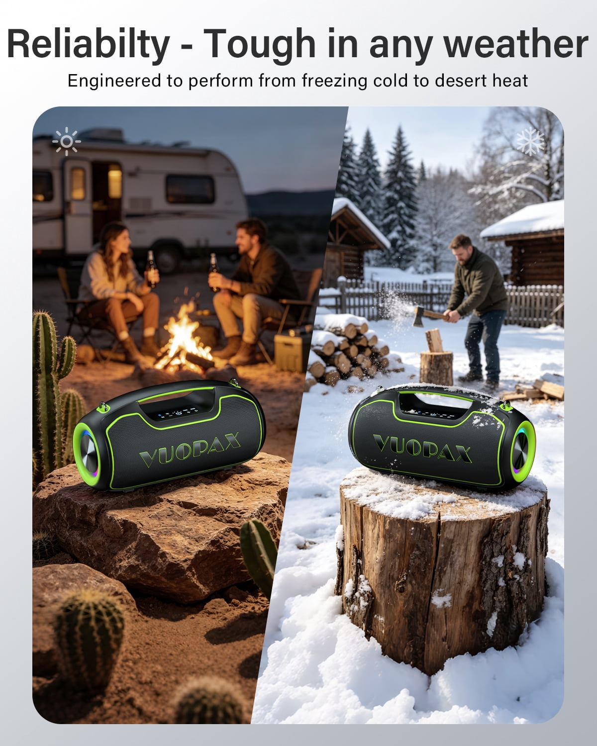 Upgrade Portable Bluetooth Speakers Wireless, 200W PEAK Loud Outdoor Speaker with Deep Bass, IP65 Waterproof, BT5.4, USB-C, RGB Lights, for Party, Camping, Beach, Large Workshop, Garage, 24H Playtime