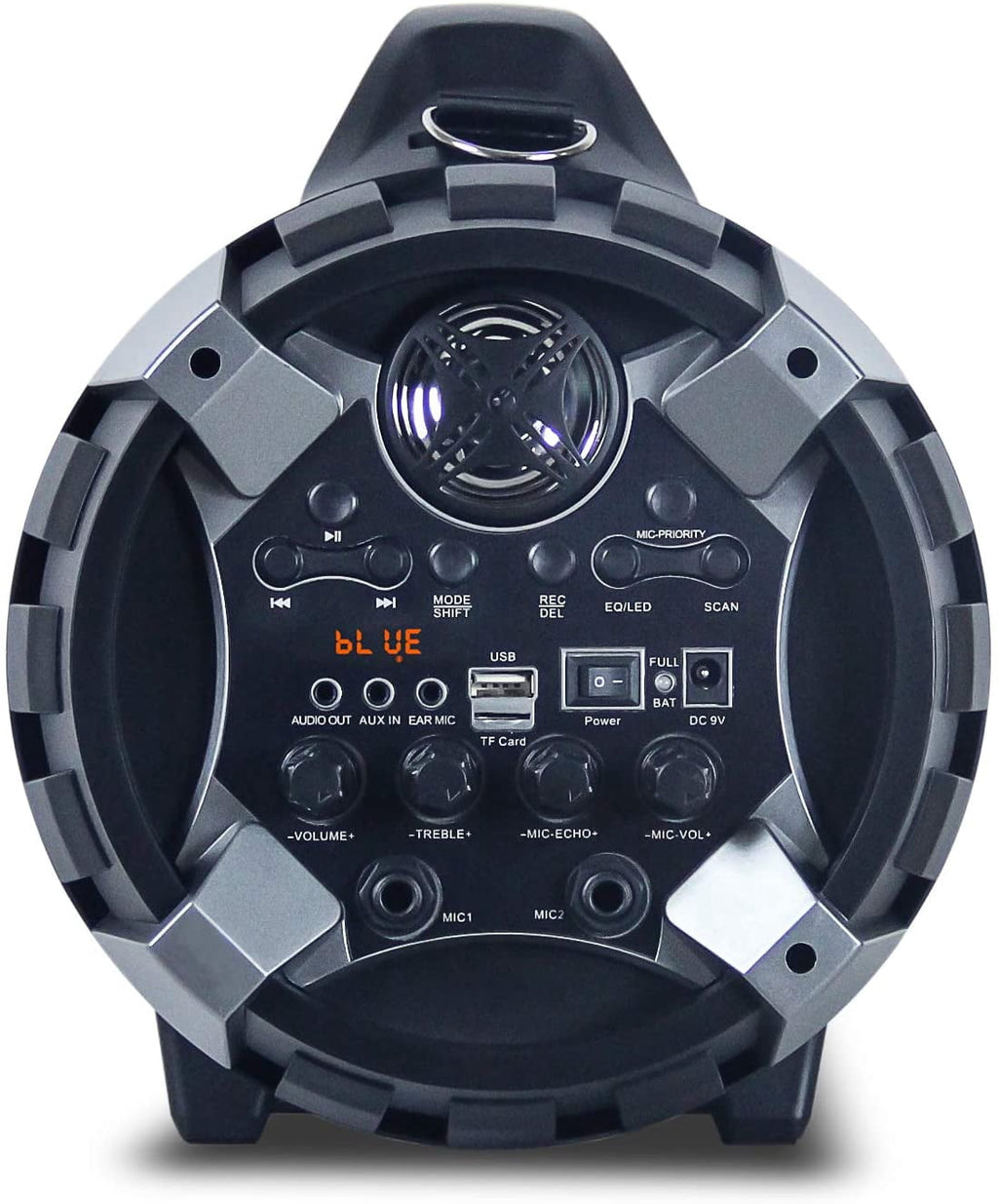Wireless Portable Boom Box Stereo High Performance Bluetooth Speaker , NFC, USB Recording, Rechargeable Battery, LED Lights, AUX Input, FM Radio, MP3 System, Mic/Guitar Input w. Strap