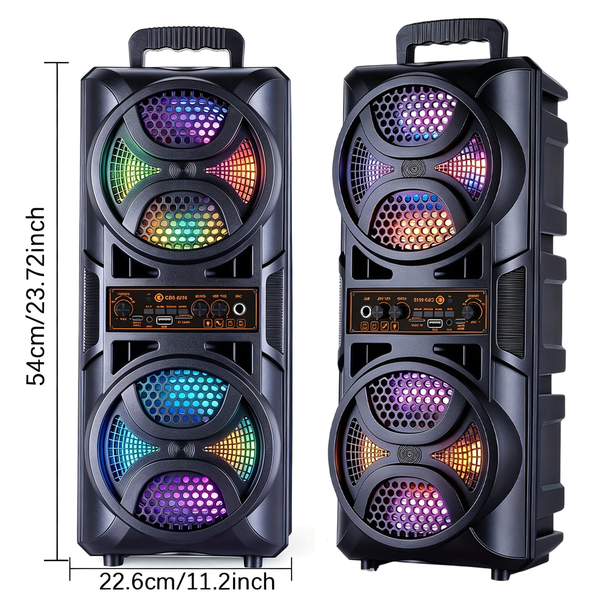 Portable Large Speaker with Subwoofer & Microphone for Karaoke, BT/USB/TF/AUX/FM/TWS Compatible, USB PartyBox with LED, for Parties, Theater, Ideal Gift for Birthdays & Christmas