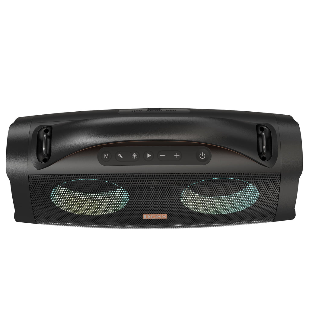 DOSS Extreme Boom+ Bluetooth Speaker with 100W Stereo Sound, Rich Bass, IPX6 Waterproof, 20H Playtime, Power Bank, Mixed Color Light, Portable Speaker for Outdoor, Camping, Beach