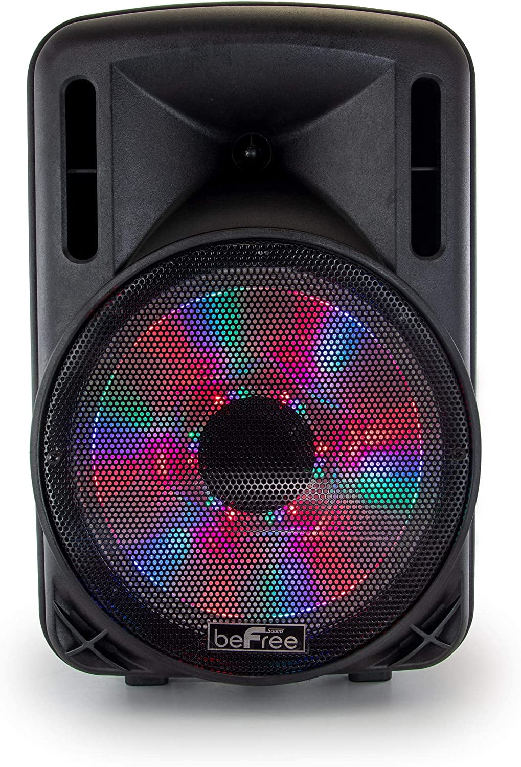 beFree Sound 12 Inch 2500 Watt Bluetooth Portable Party PA Speaker With Illuminating Lights and USB/MicroSD/AUX-in/FM Radio/DV12V Inputs