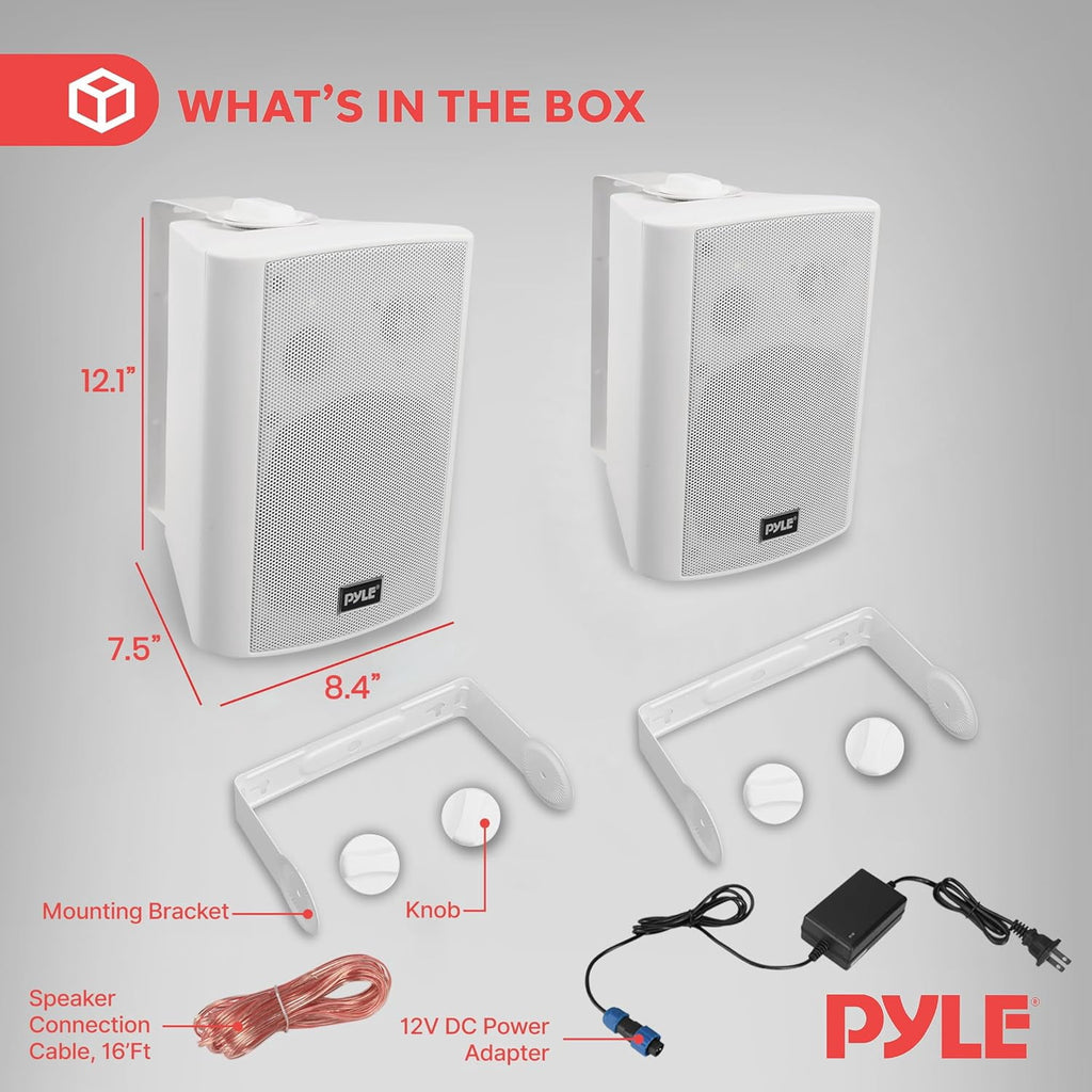 Pyle 6.5" Wireless Wall Mount Speaker System, Indoor or Outdoor Use, Gray