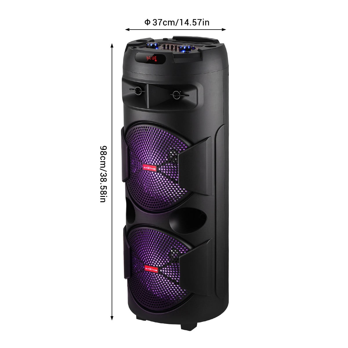 RIDWIND 4000W Peak Power Bluetooth Speakers Portable Wireless Speaker with Double 6.5 inch Subwoofer Heavy Bass,FM Radio, Microphone, Lights, Remote Control TWS Stereo Sound System Speaker