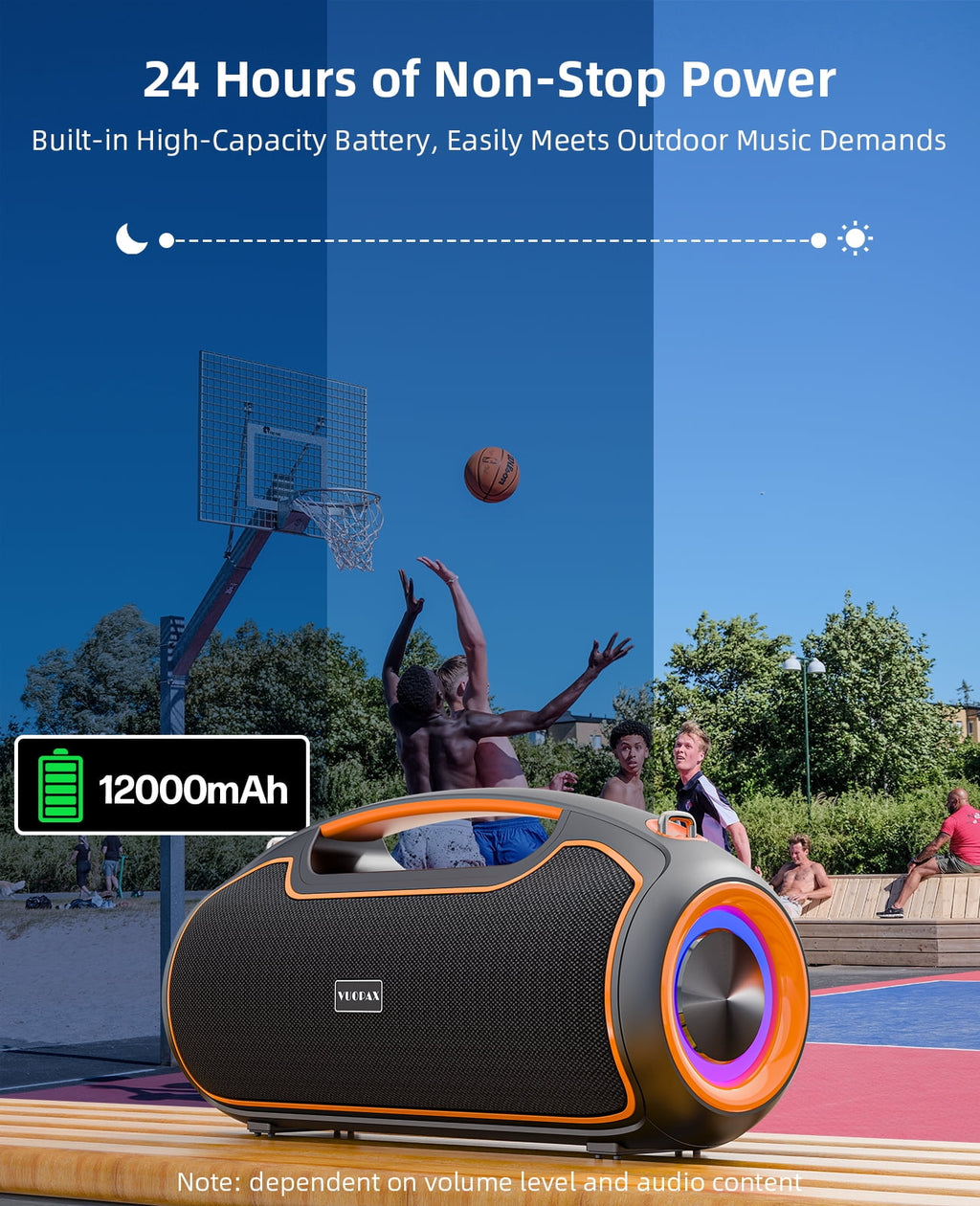 Portable Bluetooth Speaker 200W Peak Wireless, IP65 Waterproof Outdoor Speaker with Bass Boost, 24H Battery, TWS and USB/AUX/TF Input for Party