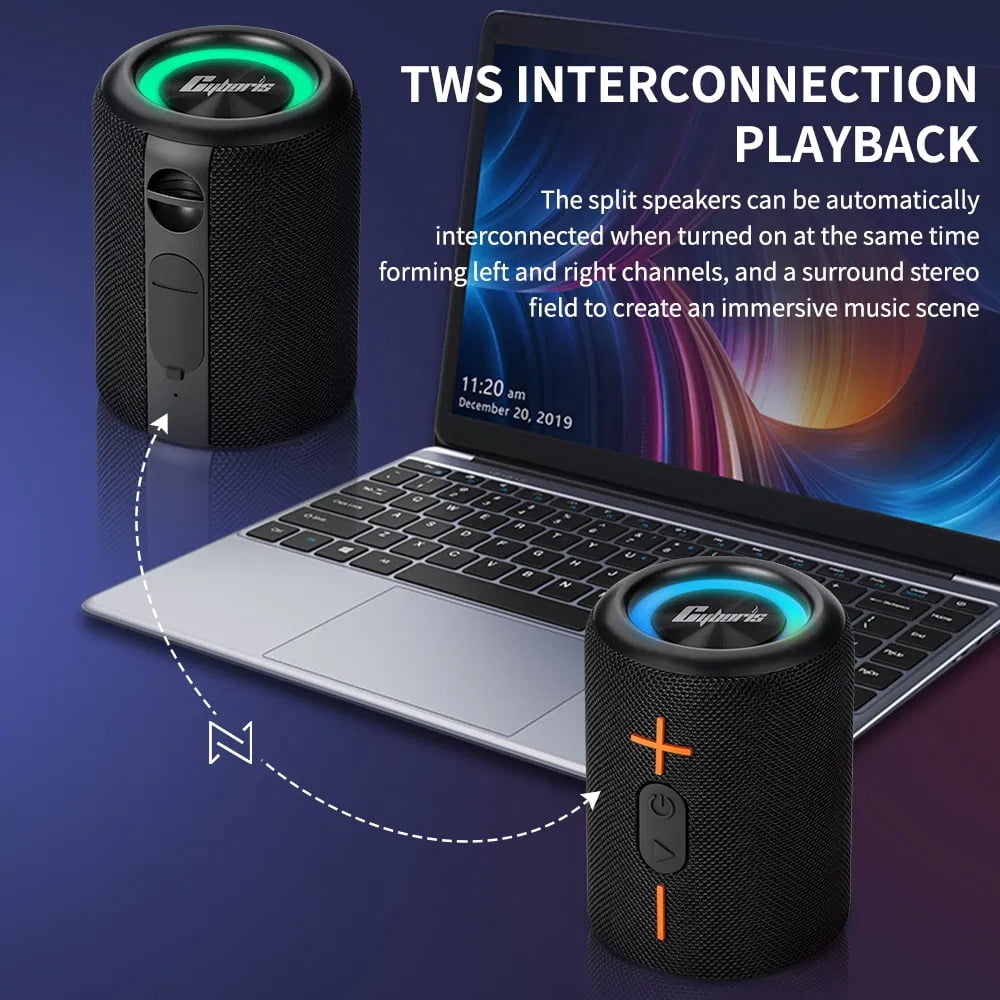 2 in 1 Magnetic Split Bluetooth Speaker, 20W Waterproof Dual Splittable Wireless Stereo with 24H Playtime, True Wireless Pairing for Home