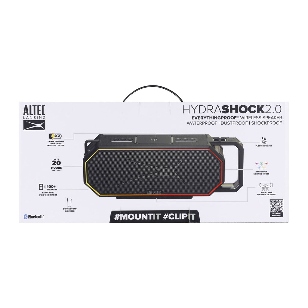 Altec Lansing HydraShock 2.0 EverythingProof™ Bluetooth Speaker, 20H Playtime, HyperEdge LED, Qi Wireless Charging, IP67 Waterproof, Party Sync, USB-C Fast Charge