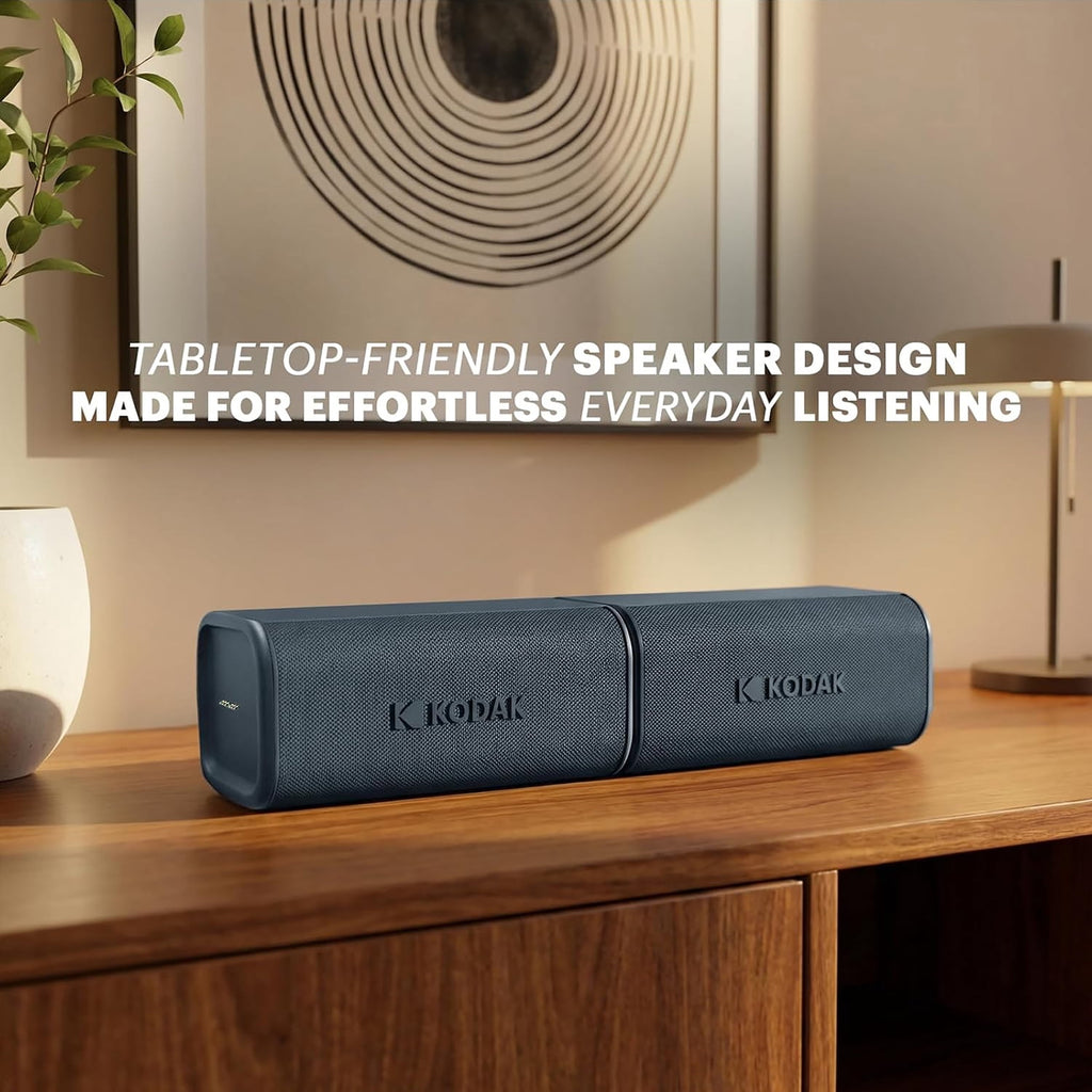 Kodak SoundBrix Plus 2-Piece Portable Rechargeable Bluetooth Speaker System, TWS, Magnetic Docking, IPX4, up to 5 Hours Play Time , Grooving Gray