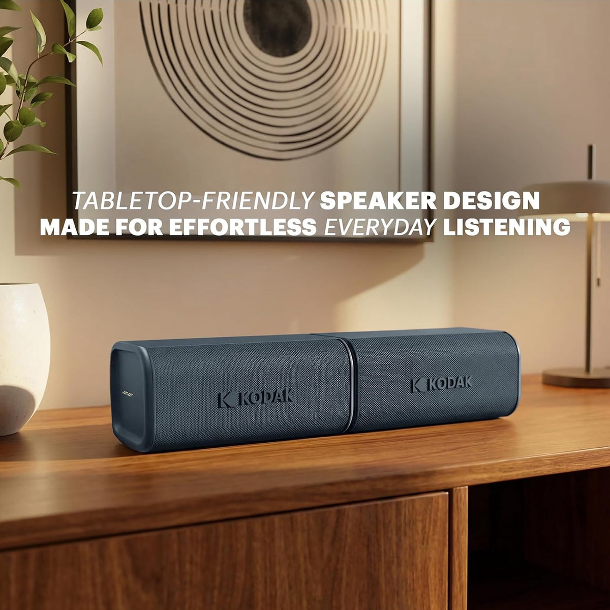 Kodak SoundBrix Plus 2-Piece Portable Rechargeable Bluetooth Speaker System, TWS, Magnetic Docking, IPX4, up to 5 Hours Play Time , Grooving Gray