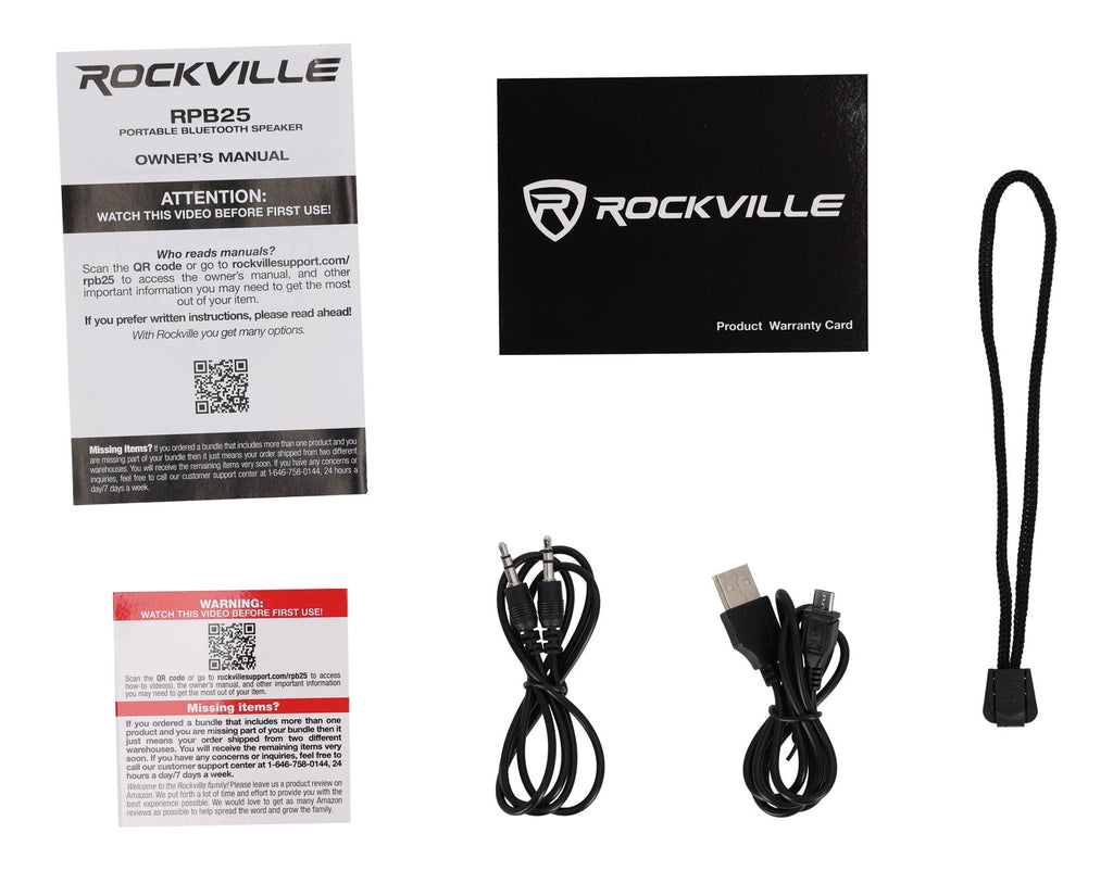 2 Rockville RPB25 40w Portable/Outdoor Bluetooth Speakers w/USB+Wireless Linking