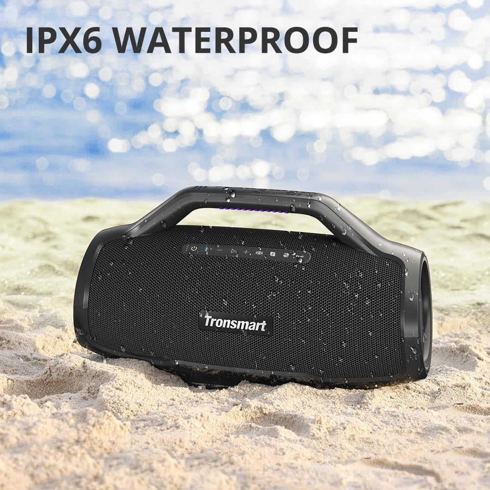 Tronsmart Bang Max 130W Bluetooth Party Speaker, IPX6 Waterproof, 24-Hour Battery, Custom EQ & Light Show, Bass boost, Sync 100+ Units Outdoor Portable Wireless Speaker for DJ & Poolside
