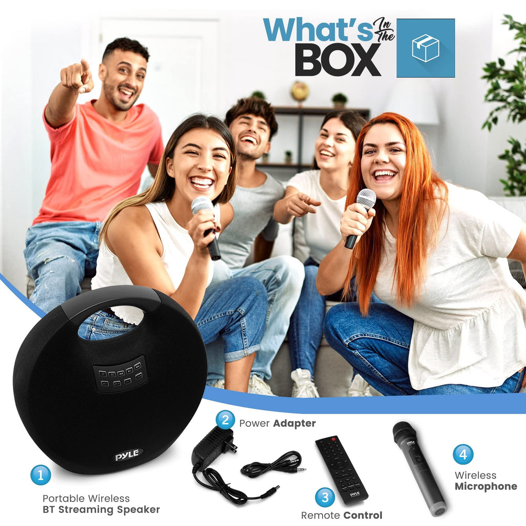 Pyle Mini IPX4 Waterproof Wireless Portable Bluetooth Speaker, with Built in Rechargeable Battery, Wireless Microphone, Clear Surround Sound, for Indoor and Outdoor Activities