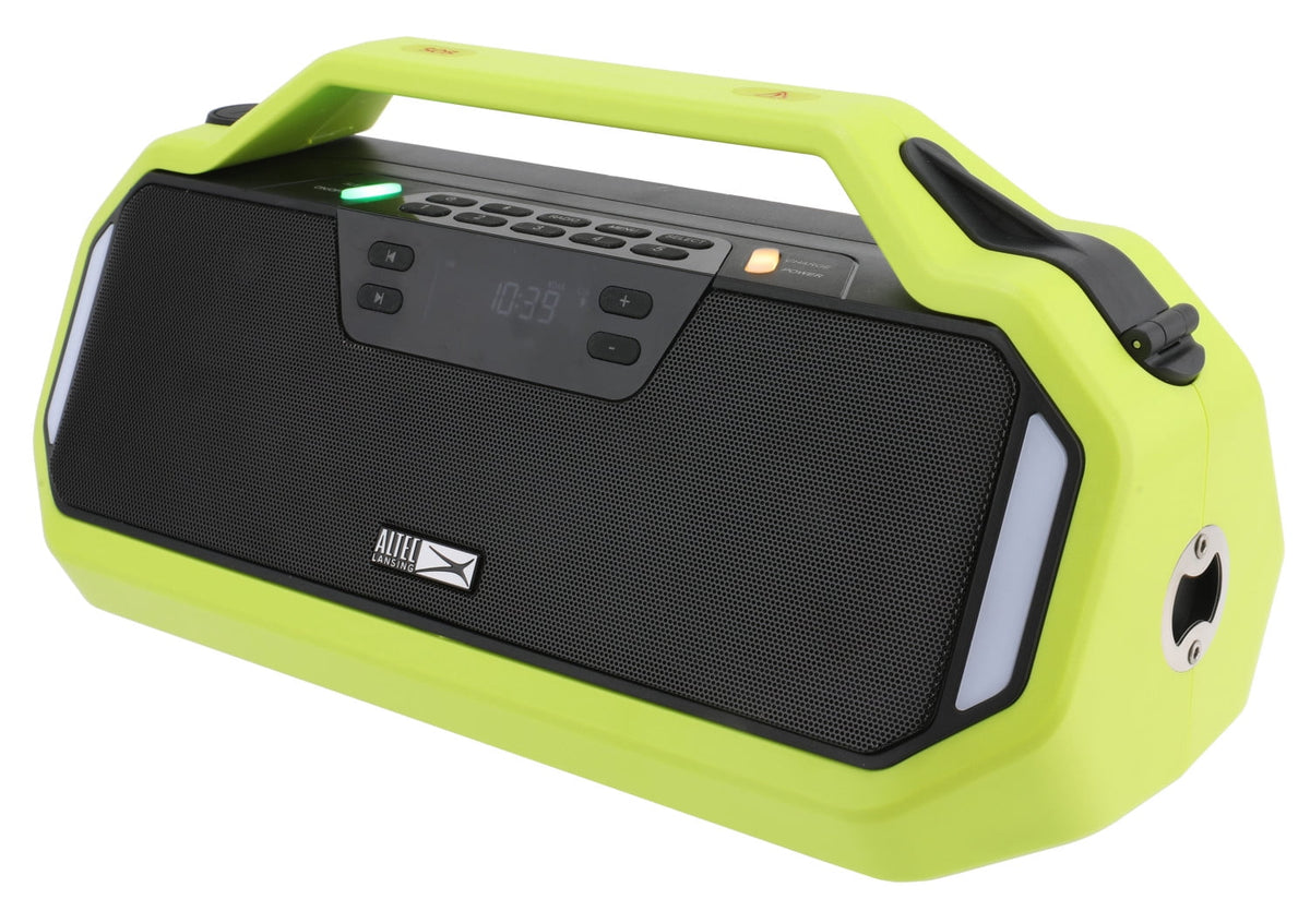 Altec Lansing IMT7012 StormChaser 10 Hours Playtime IPX5 Water Resistant LED Lights Portable Wireless Bluetooth Emergency Weather AM/FM Radio Speaker