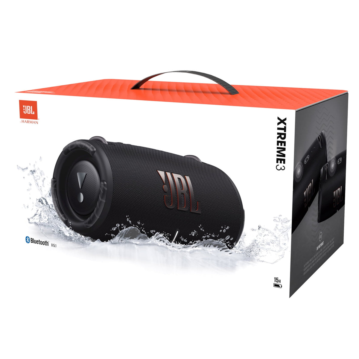 JBL Xtreme 3 Portable Bluetooth Speaker, IP67 Waterproof, 4 Speakers, Black