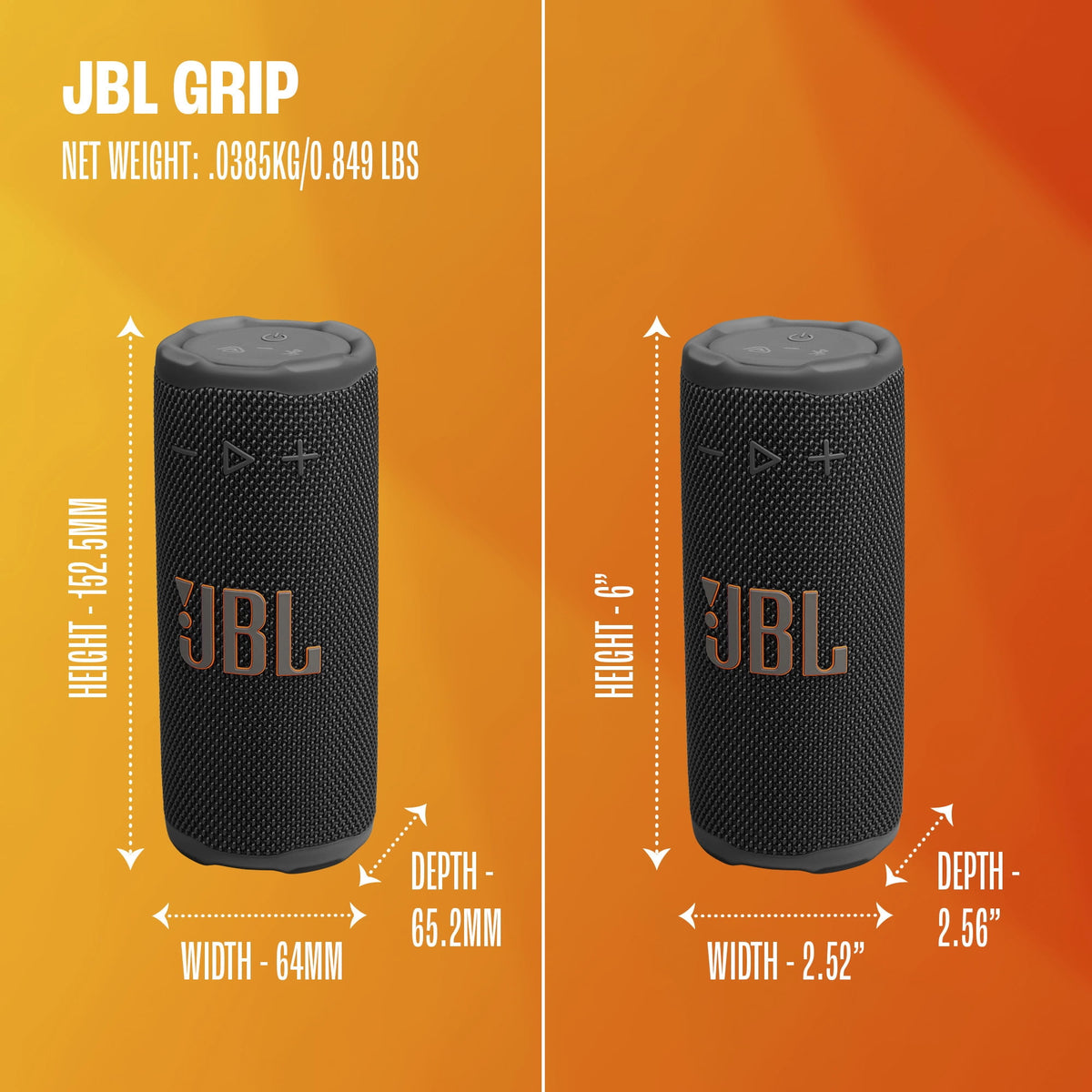 JBL Grip - Compact Bluetooth speaker with bold JBL Pro Sound and ambient light - Black